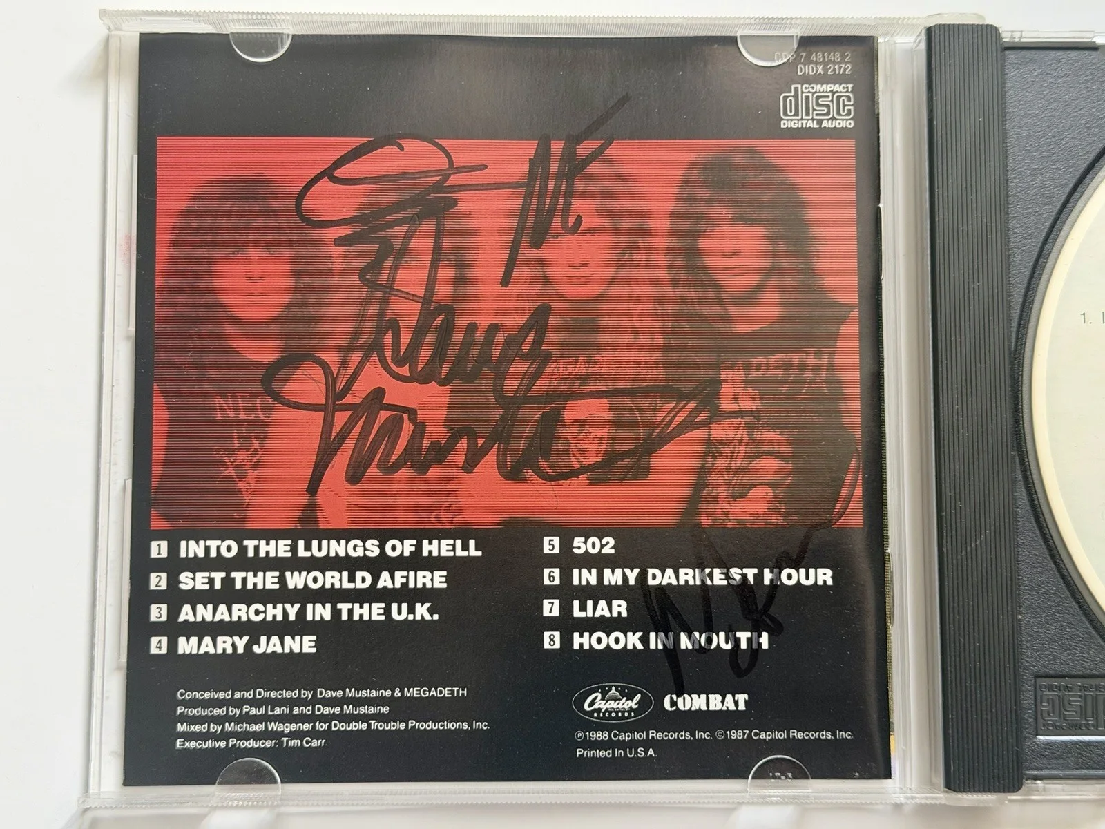 Megadeth SIGNED CD **RUST IN PEACE LINEUP** FULLY AUTOGRAPHED So Far So Good CD, image 2