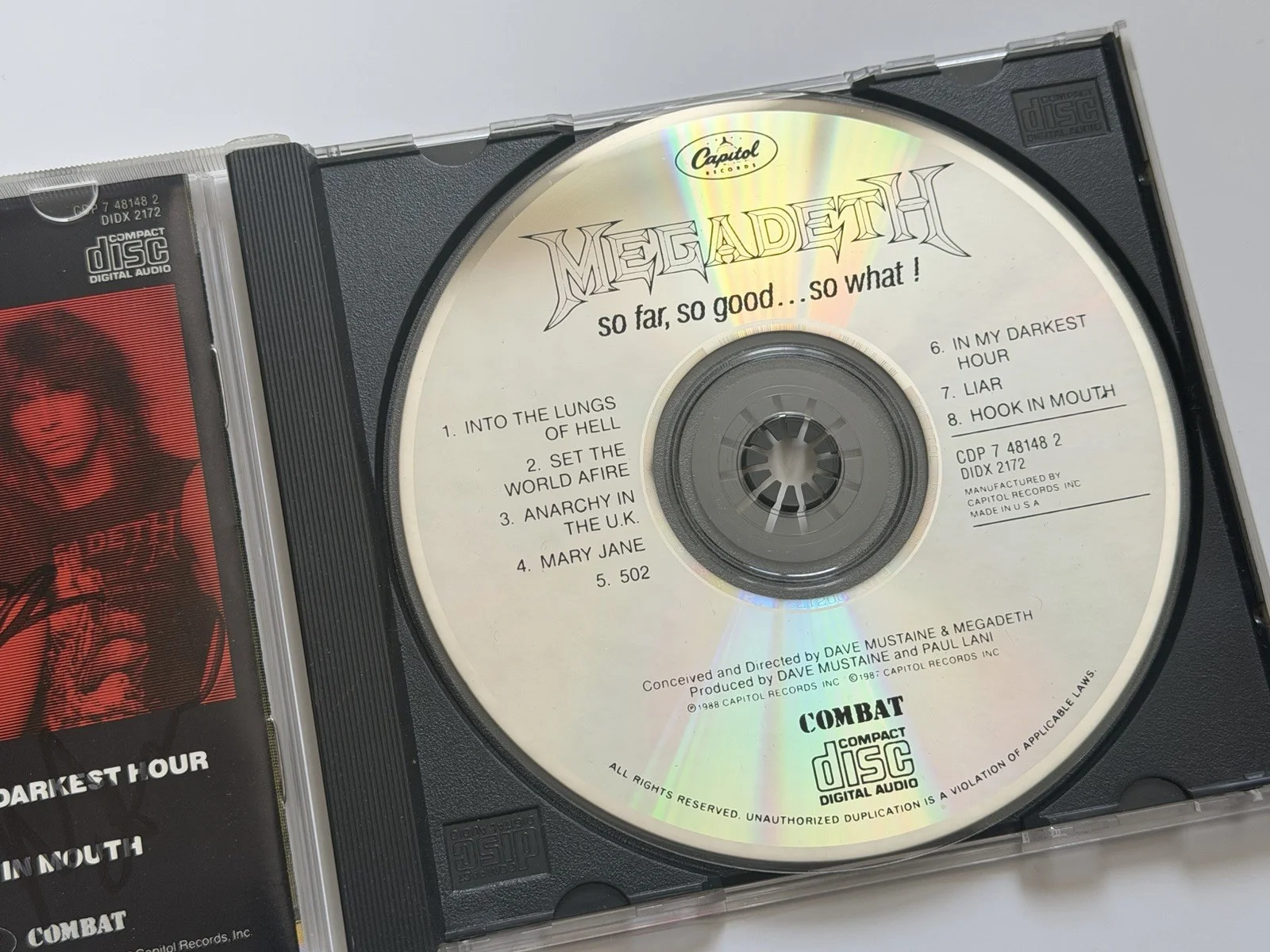 Megadeth SIGNED CD **RUST IN PEACE LINEUP** FULLY AUTOGRAPHED So Far So Good CD, image 3