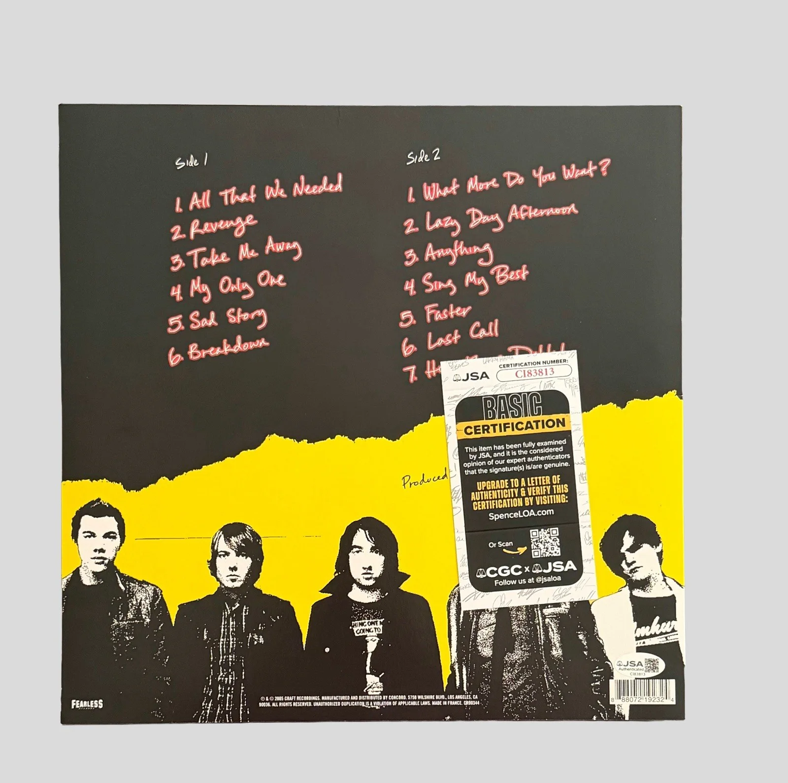 PLAIN WHITE T’S SIGNED ALL THAT WE NEEDED VINYL TOM HIGGENSON & MIKE w/JSA COA!, image 3