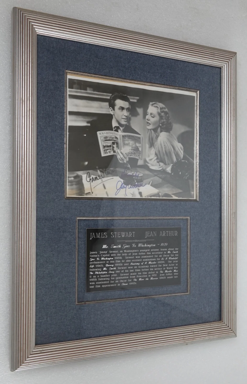 JAMES STEWART JEAN ARTHUR — MR SMITH GOES TO WASHINGTON JAMES STEWART JEAN ARTHUR SIGNED PHOTO CUSTOM FRAME, изображение 2