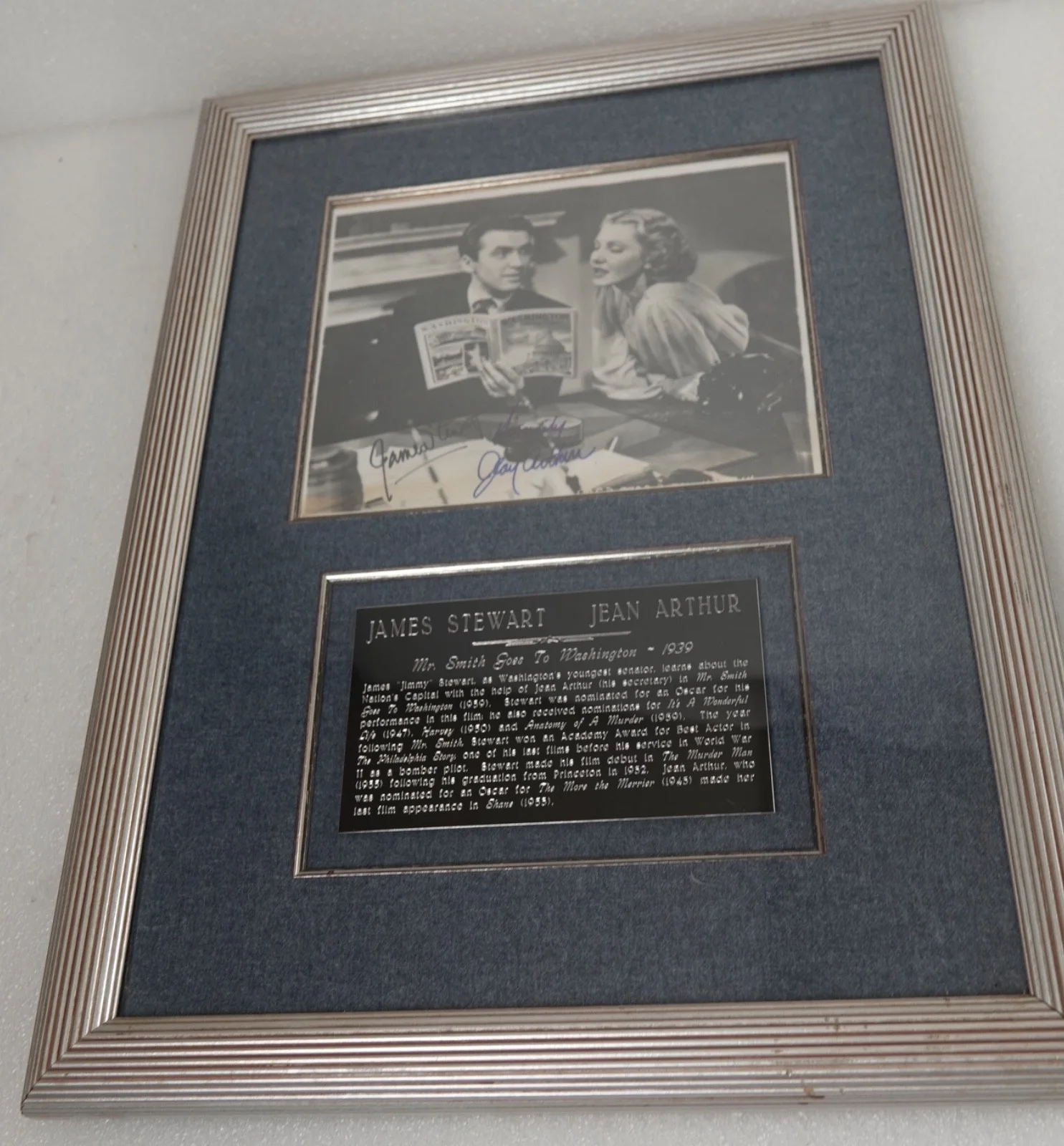 JAMES STEWART JEAN ARTHUR — MR SMITH GOES TO WASHINGTON JAMES STEWART JEAN ARTHUR SIGNED PHOTO CUSTOM FRAME, изображение 5
