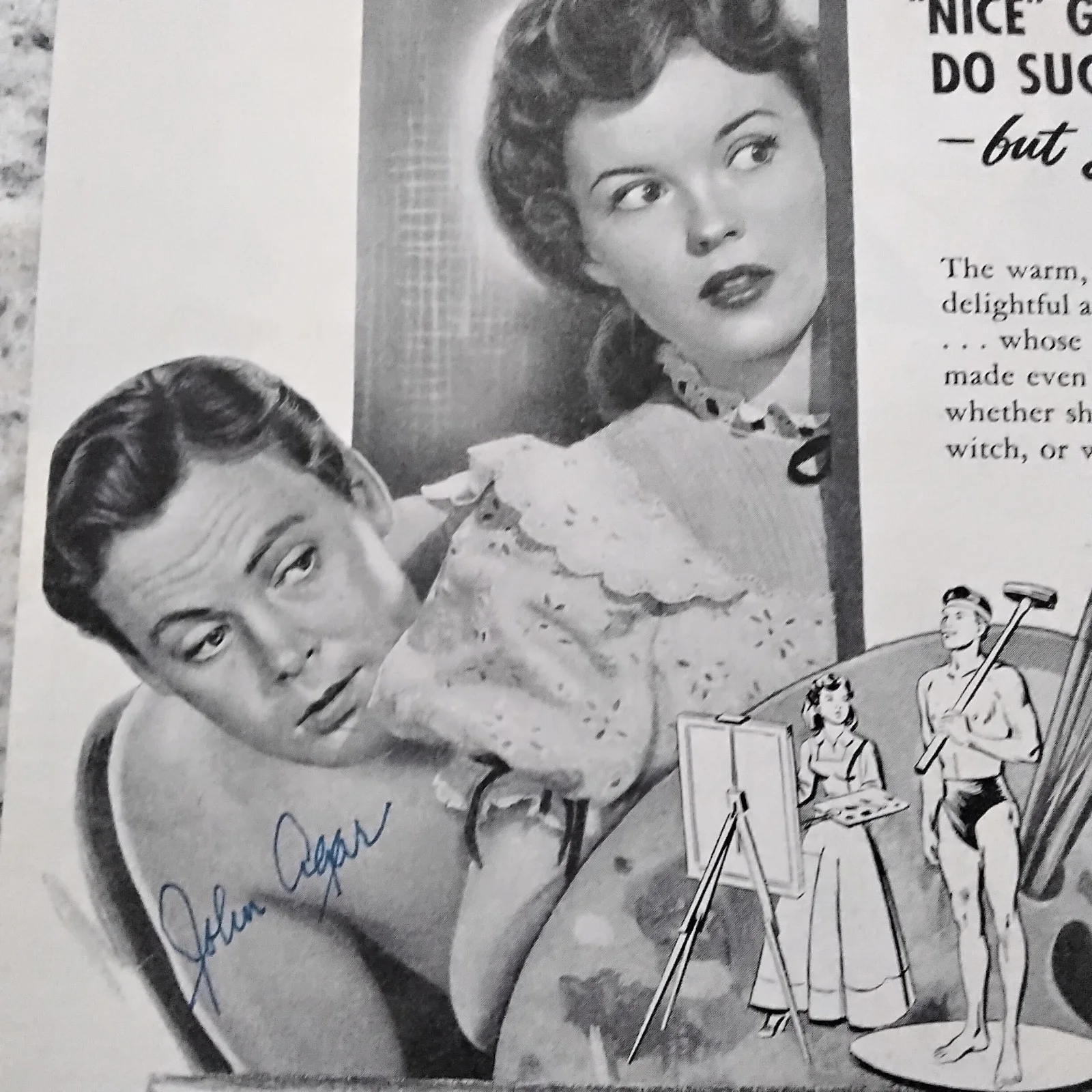John Agar SIGNED 1949 Movie Ad 50s TV Movie Actor Adventure in Blatimore Shirley, изображение 4