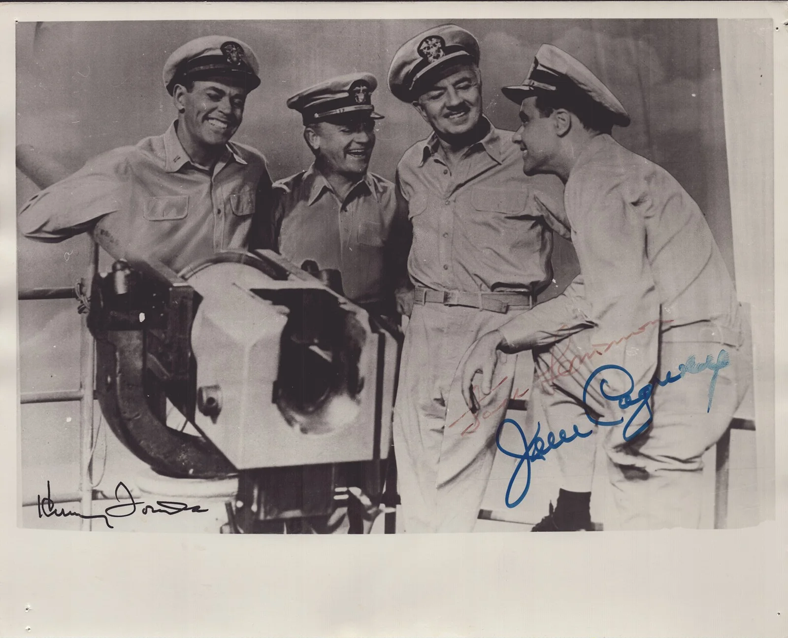 James Cagney, Henry Fonda — MISTER ROBERTS MOVIE CAST - AUTOGRAPHED SIGNED PHOTOGRAPH WITH CO-SIGNERS
