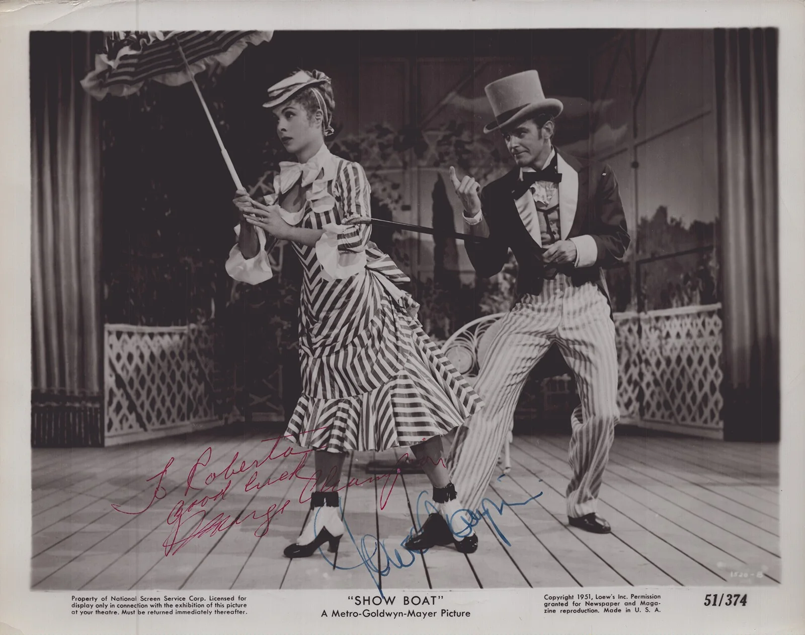 Marge Champion, Gower Champion — SHOW BOAT MOVIE CAST - INSCRIBED PHOTOGRAPH SIGNED WITH CO-SIGNERS
