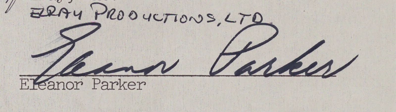 Eleanor Parker — ELEANOR PARKER - DOCUMENT SIGNED 01/28/1970, image 2