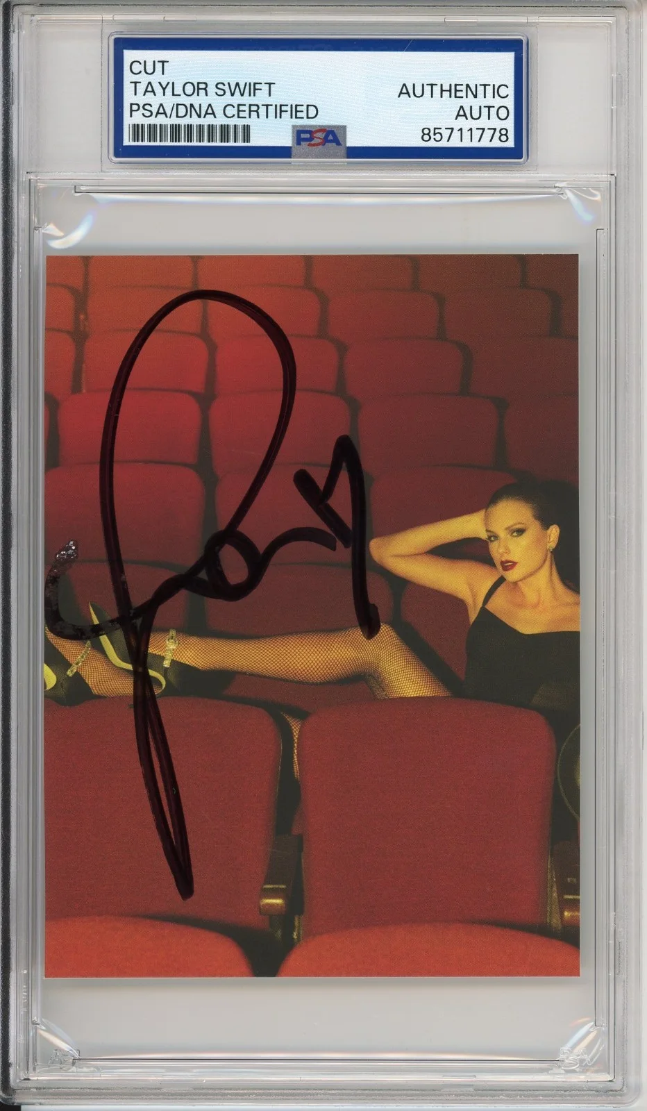 Taylor Swift — Taylor Swift SIGNED & HEART Sexy RED Photo PSA DNA COA Life Of A Showgirl Auto