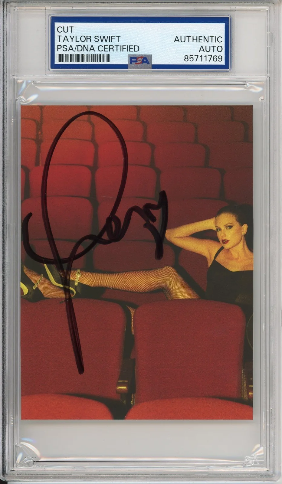 Taylor Swift — Taylor Swift SIGNED & HEART Sexy RED Picture PSA DNA COA Life Of A Showgirl Auto