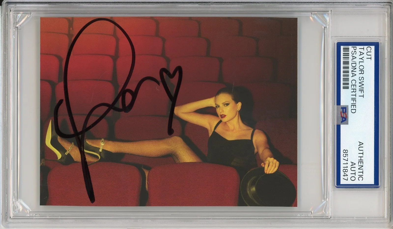 Taylor Swift — Taylor Swift SIGNED & HEART Sexy RED Photo PSA DNA CERTIFIED Life Of A Showgirl