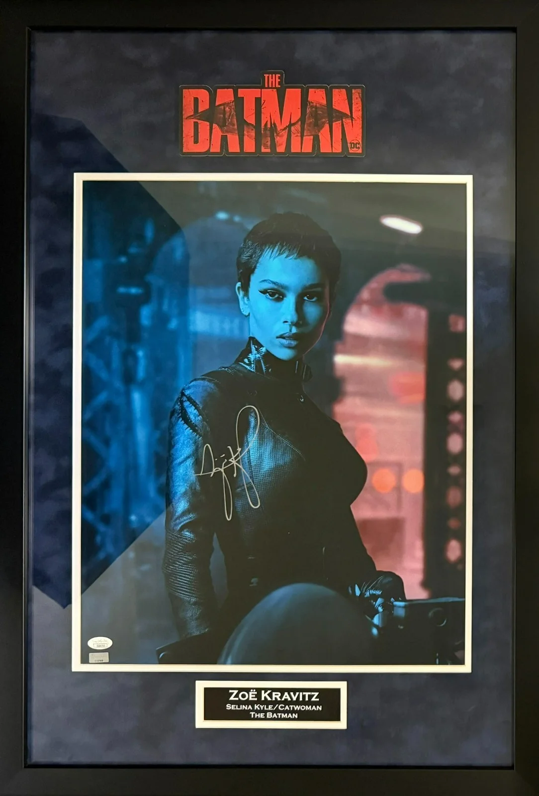 Zoe Kravitz — Zoe Kravitz autographed signed suede framed 16x20 photo Batman Cat Woman JSA COA