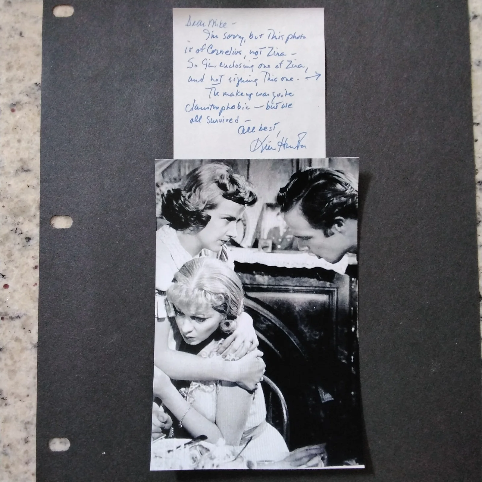 Kim Hunter SIGNED Note Photo Movie Actress Planet of Apes Streetcar Named Desire, изображение 2
