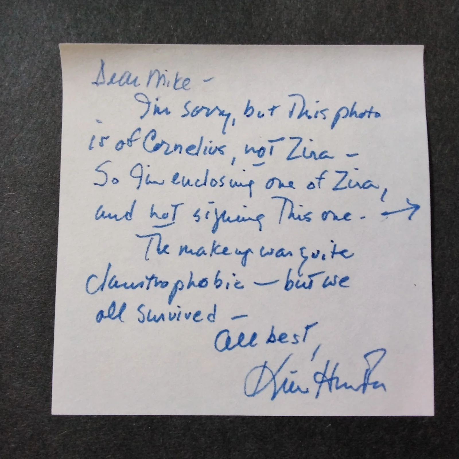 Kim Hunter SIGNED Note Photo Movie Actress Planet of Apes Streetcar Named Desire, изображение 3