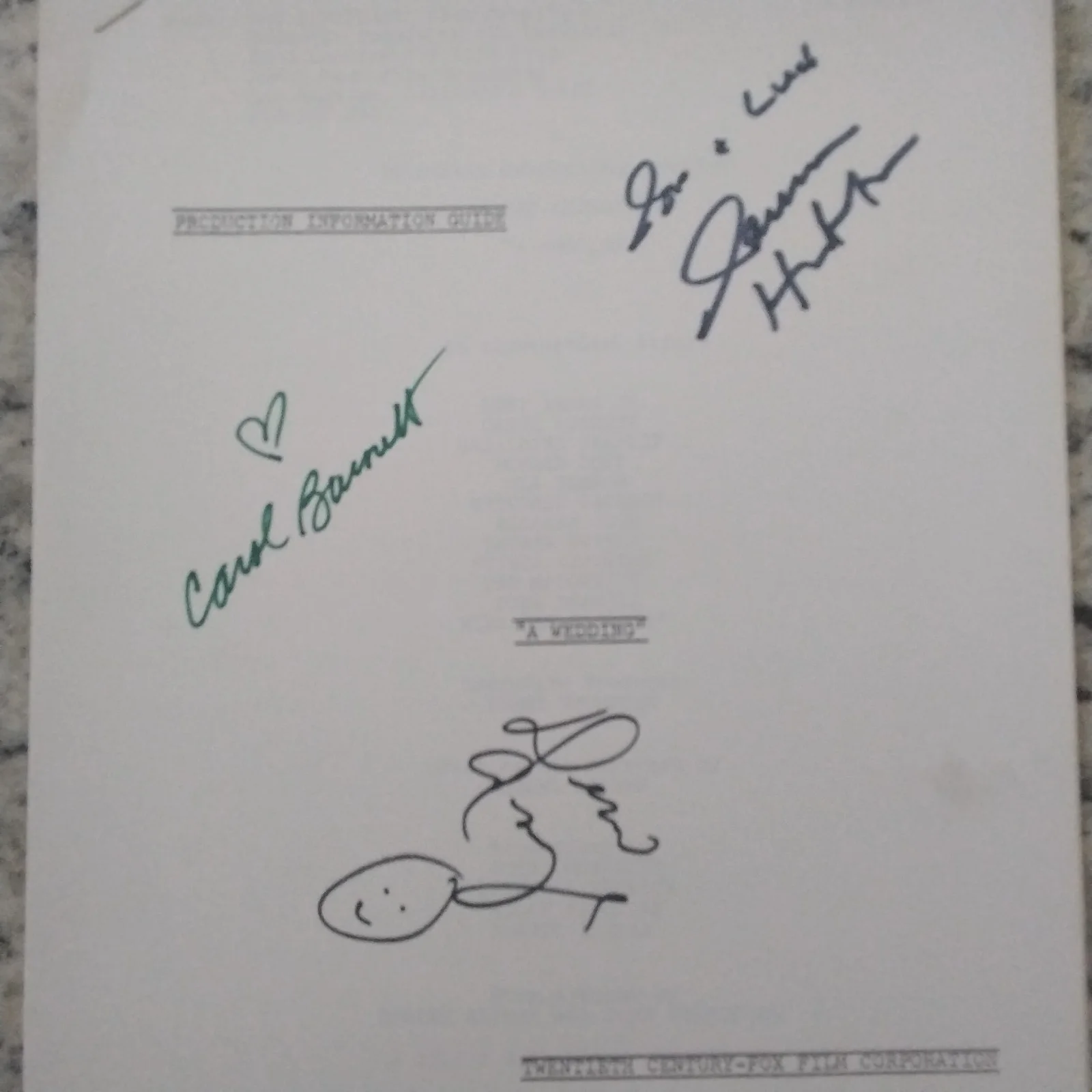 Carol Burnett Desi Arnaz Jr Lauren Hutton SIGNED Page 1978 A Wedding Cast Altman, image 3
