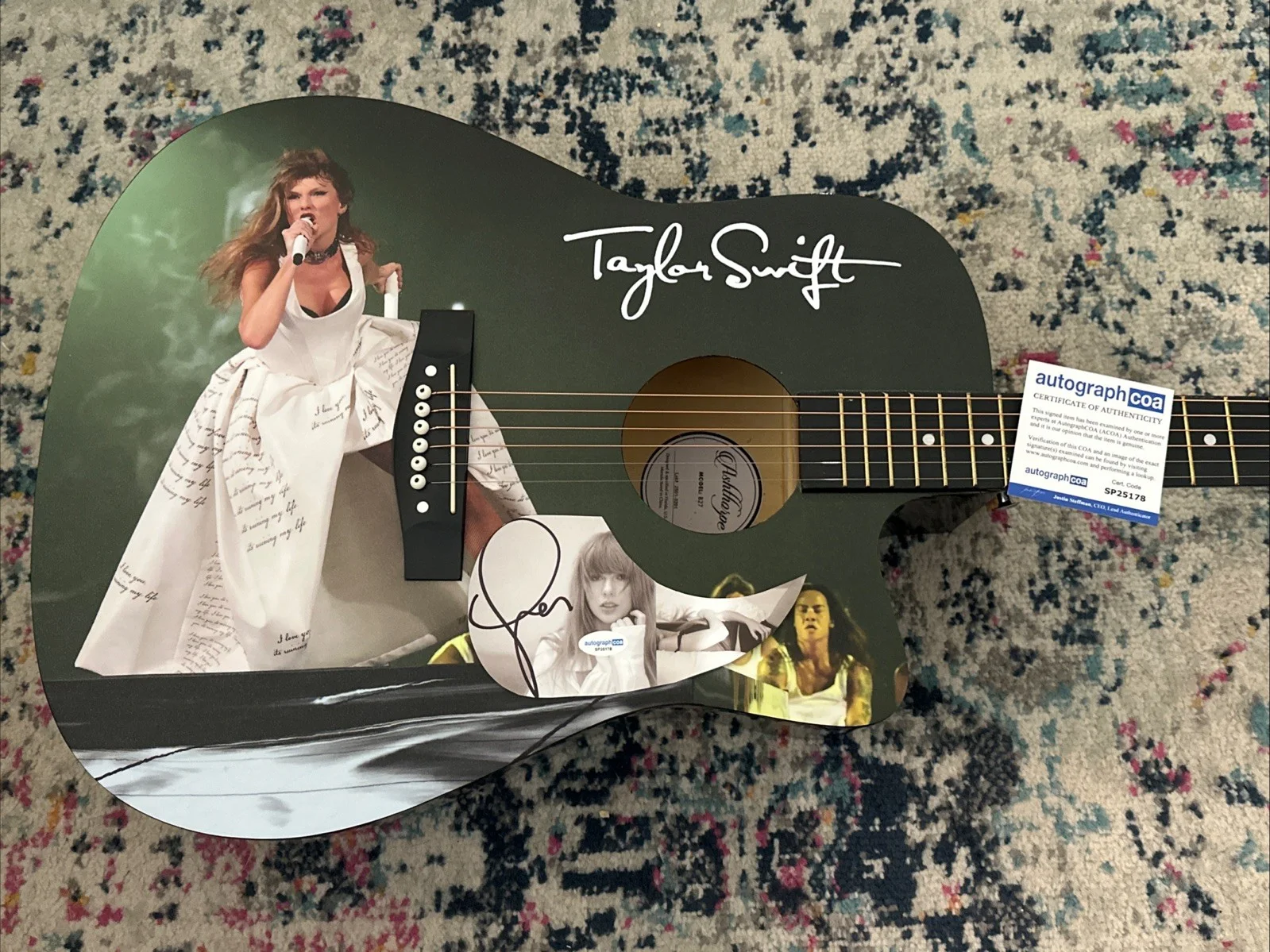 🎄🚨Rare TAYLOR SWIFT Signed CUSTOM FULL SIZE Acoustic Guitar Country ACOA🚨🎁🎅, изображение 3