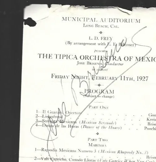 1927 Hand Signed program by Jose Brisend, conductor, изображение 2