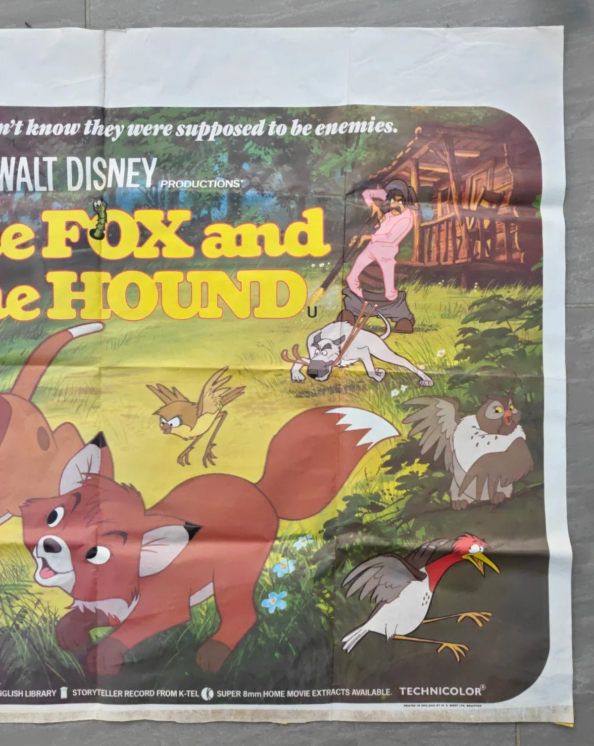 'The Fox And The Hound' - Original Quad Movie One Sheet Poster Walt Disney 1980, изображение 4