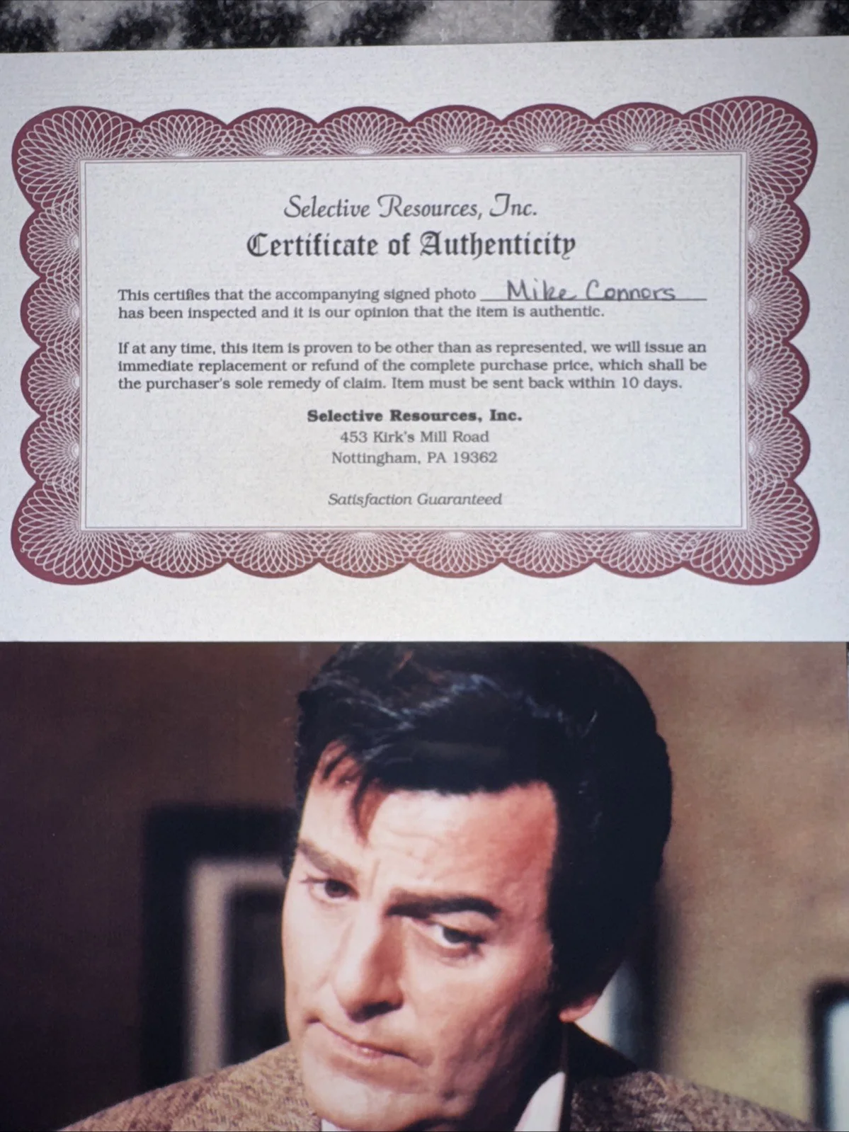 Mike Connors — Authentic Signed Mike Connors 8x10 Photo, image 2