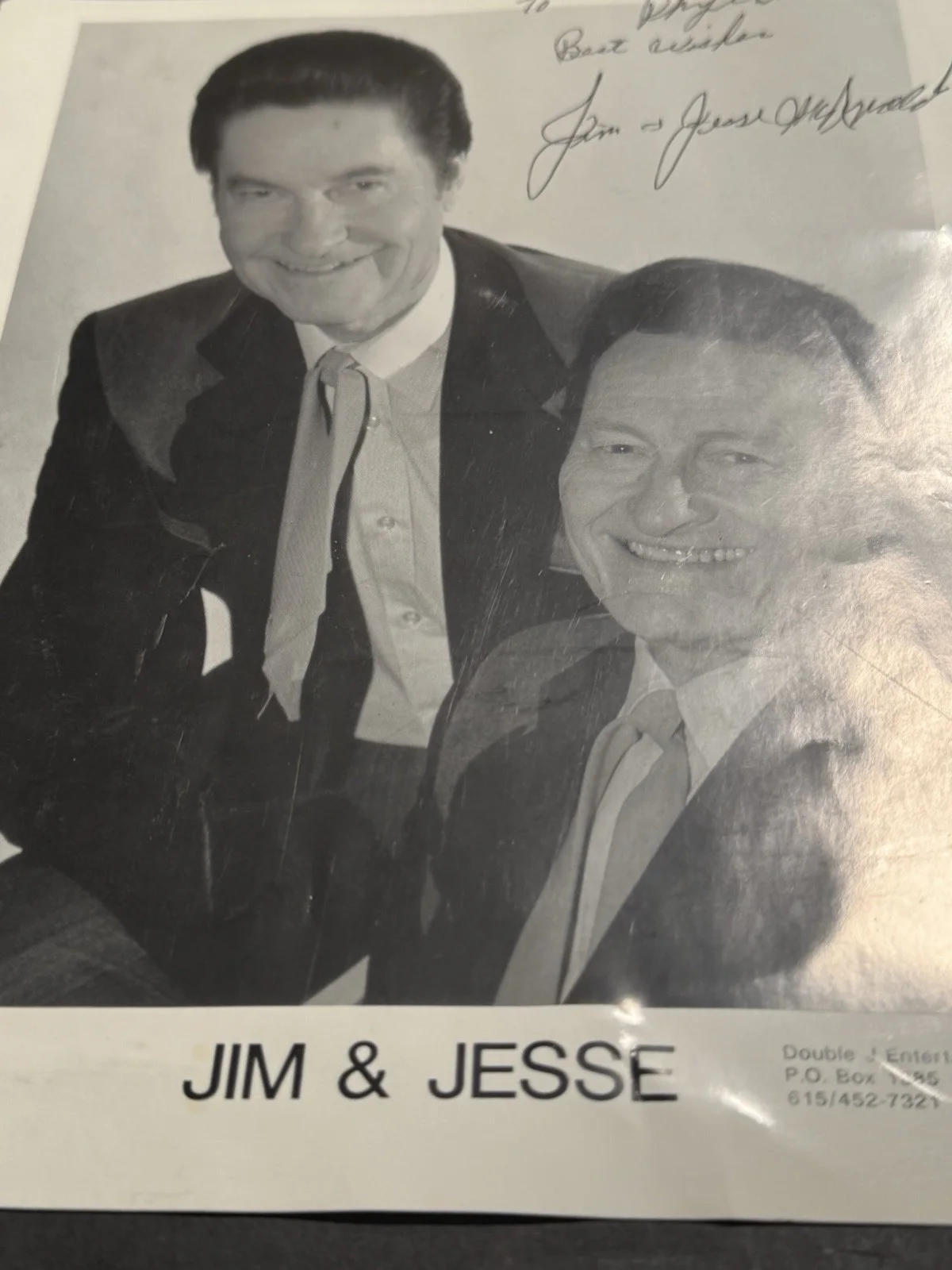 Jim & Jesse / Bluegrass Legends 8 x 10 B&W Autographed Photo, изображение 2