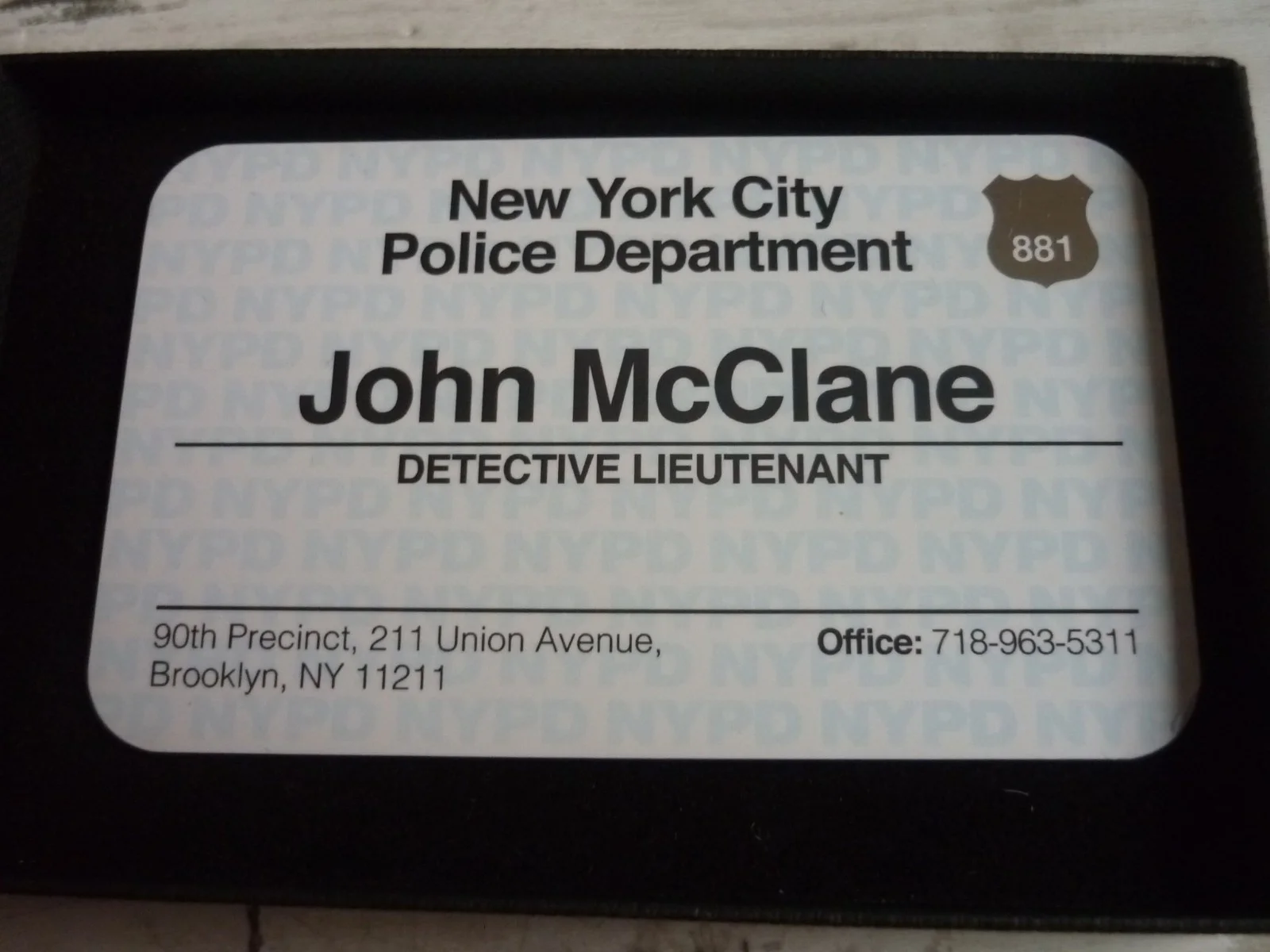Movie replica prop boxed business card die hard john McClane detective nyc, изображение 2