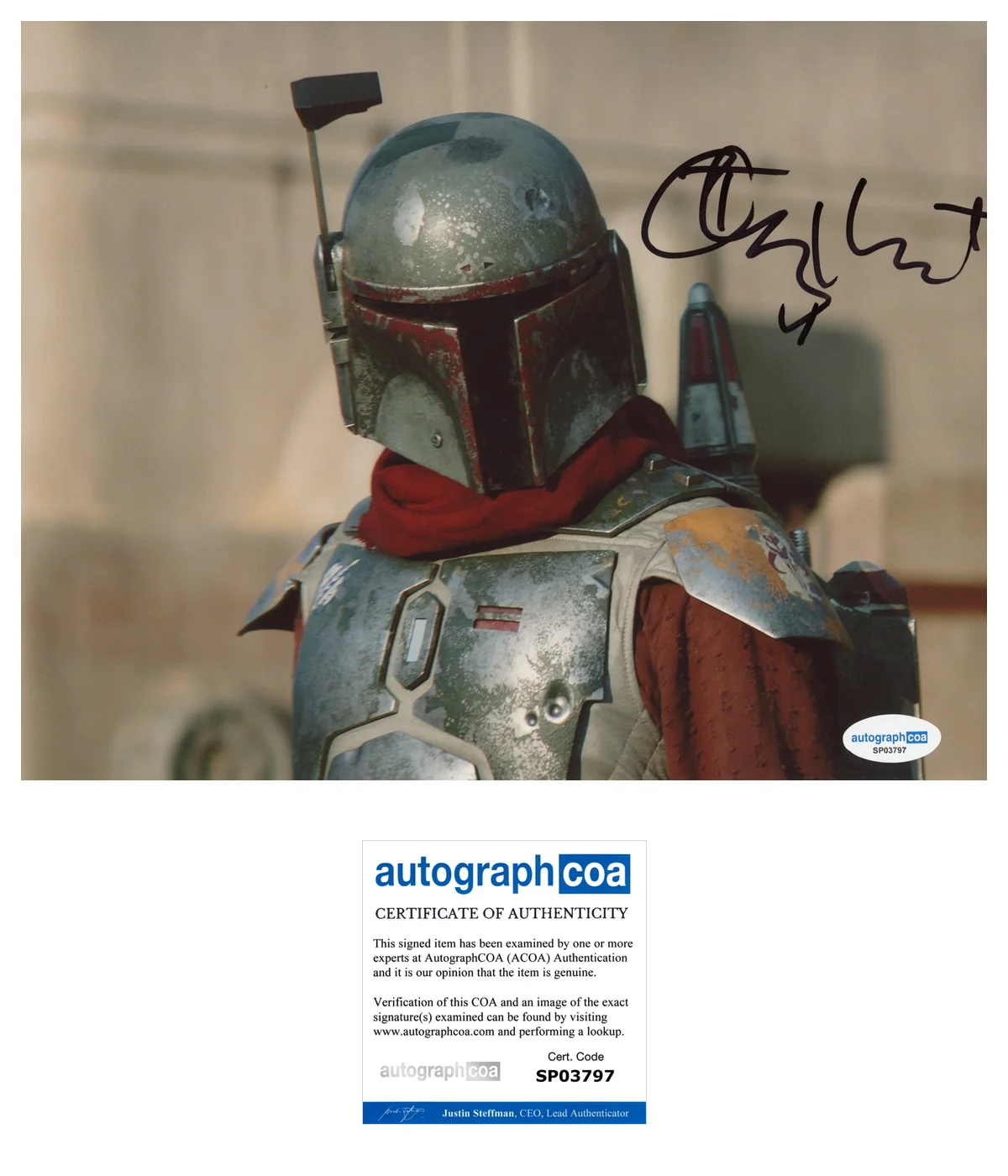 Timothy Olyphant Mandalorian Autographed Signed 8x10 Photo ACOA, image 2