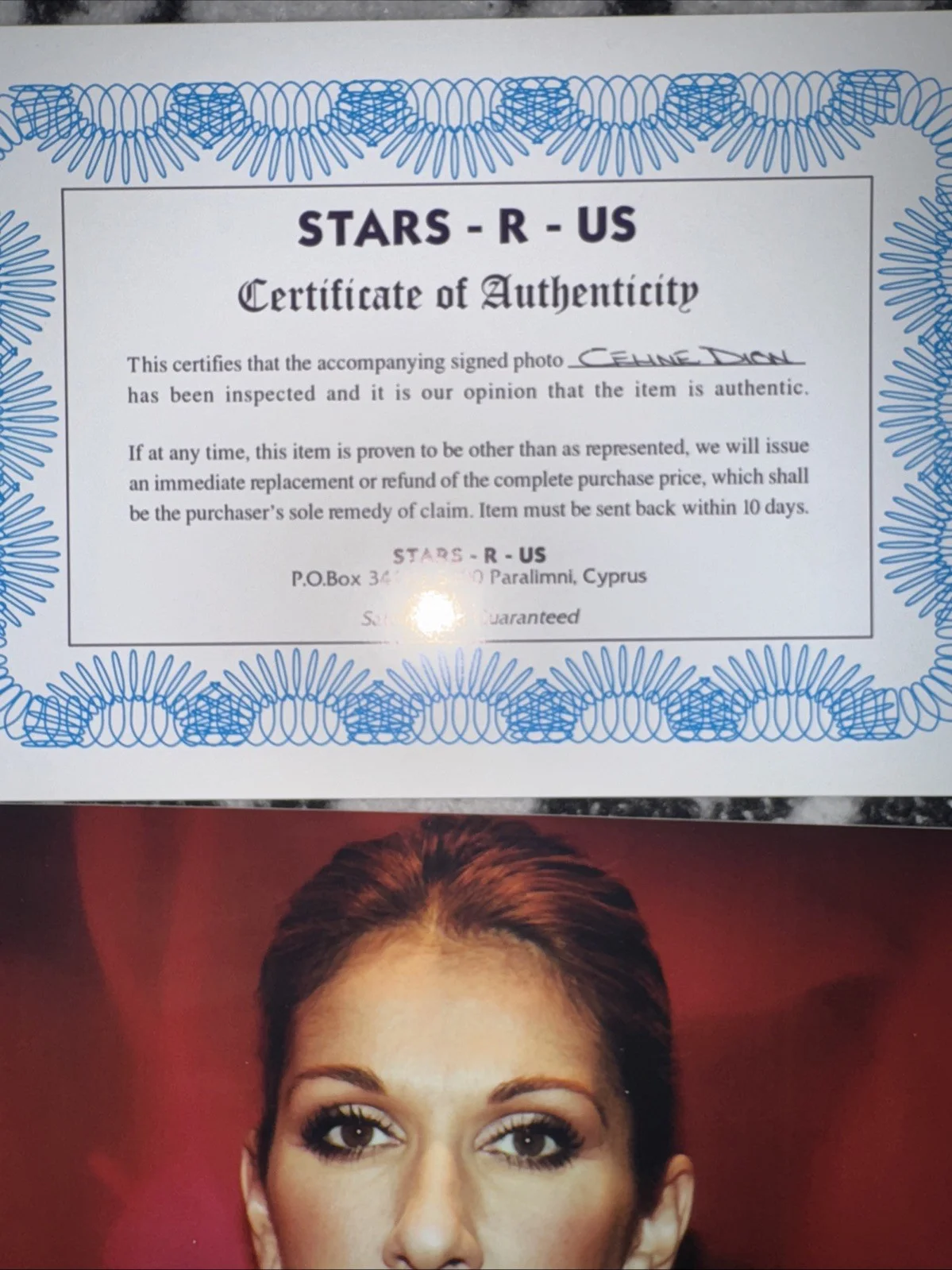 Authentic Signed Celine Dion 8x10 Photo, image 2