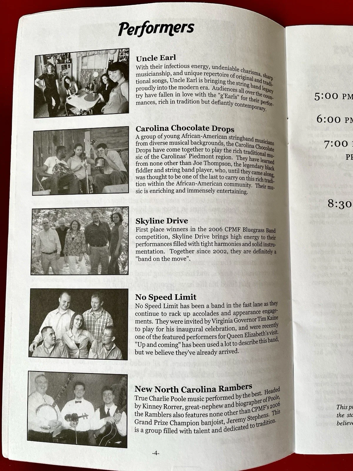 Carolina Chocolate Drops Autographed Charlie Poole Festival Program Memorabilia, изображение 2