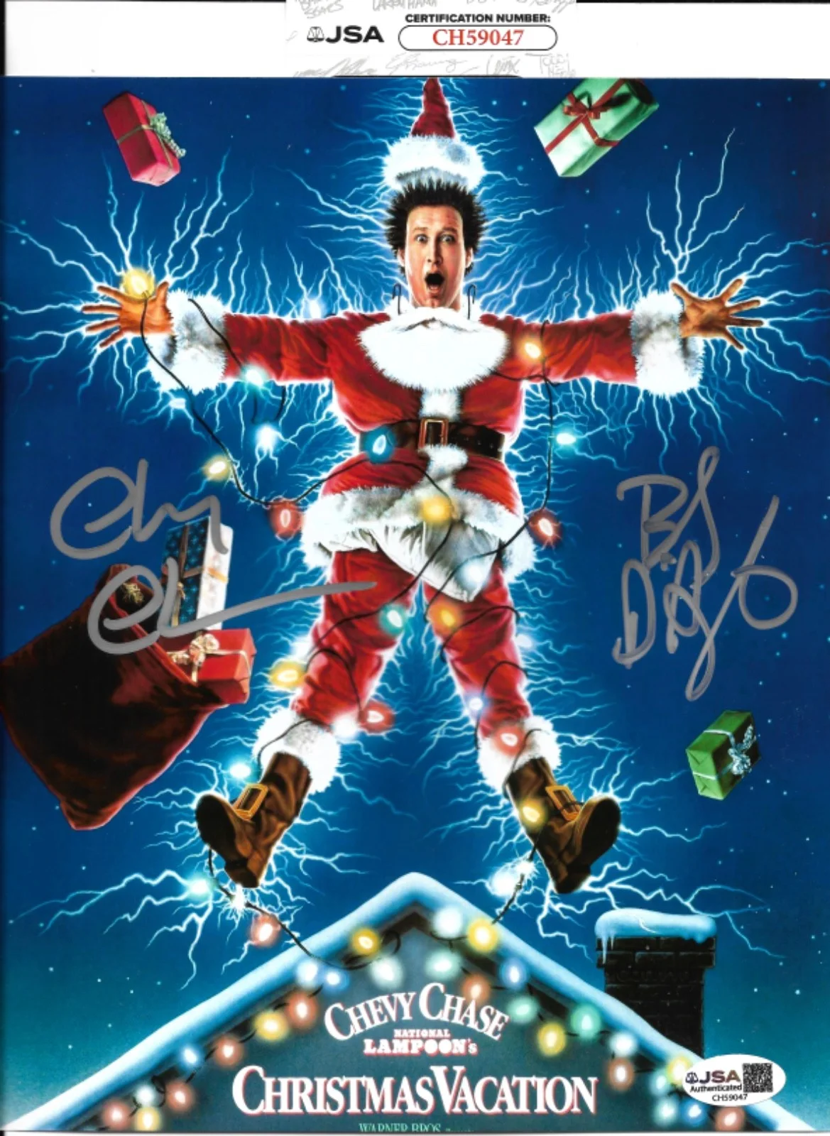 CHEVY CHASE & BEVERLY D'ANGELO — CHEVY CHASE & BEVERLY D'ANGELO DUAL signed CHRISTMAS VACATION 8x10 photo COA JSA