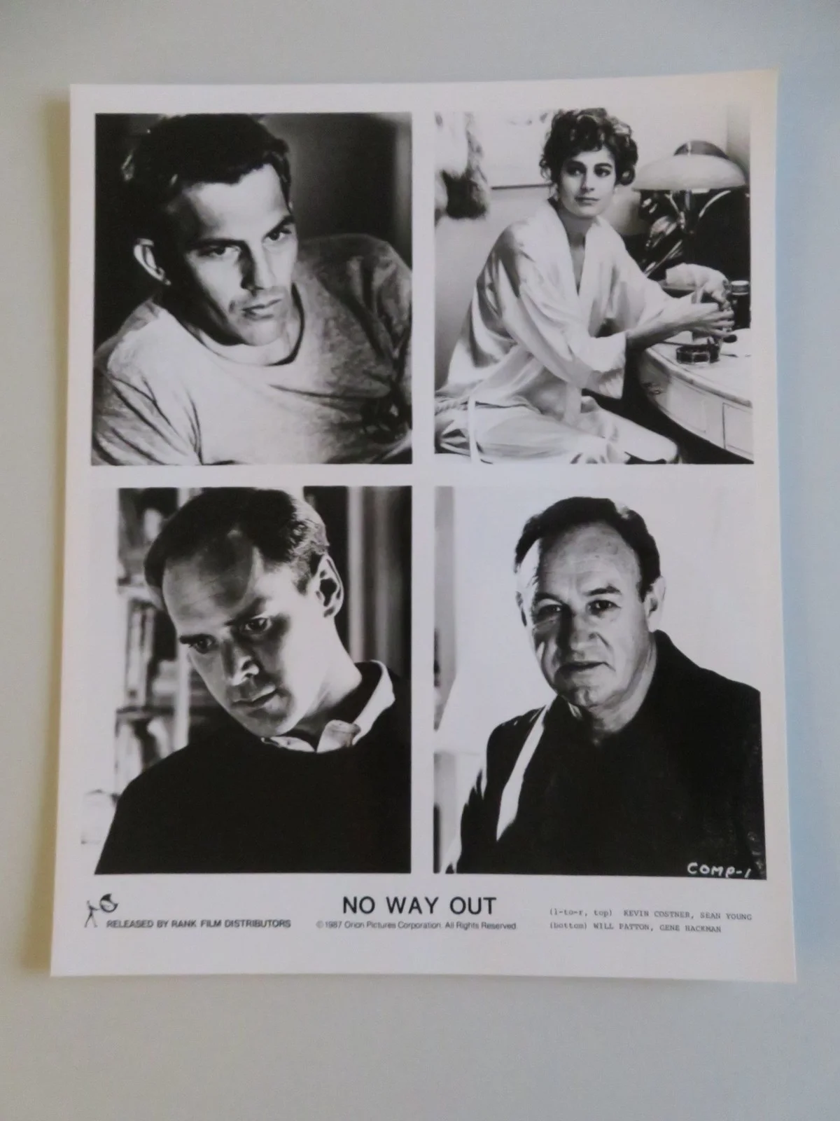 NO WAY OUT MOVIE STILL PHOTO LOT OF 9 GENE HACKMAN KEVIN COSTNER 1987, изображение 5