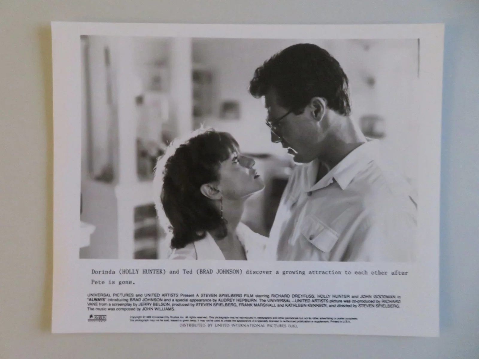 ALWAYS MOVIE STILL PHOTO LOT OF 5 RICHARD DREYFUSS HOLLY HUNTER 1989, изображение 5