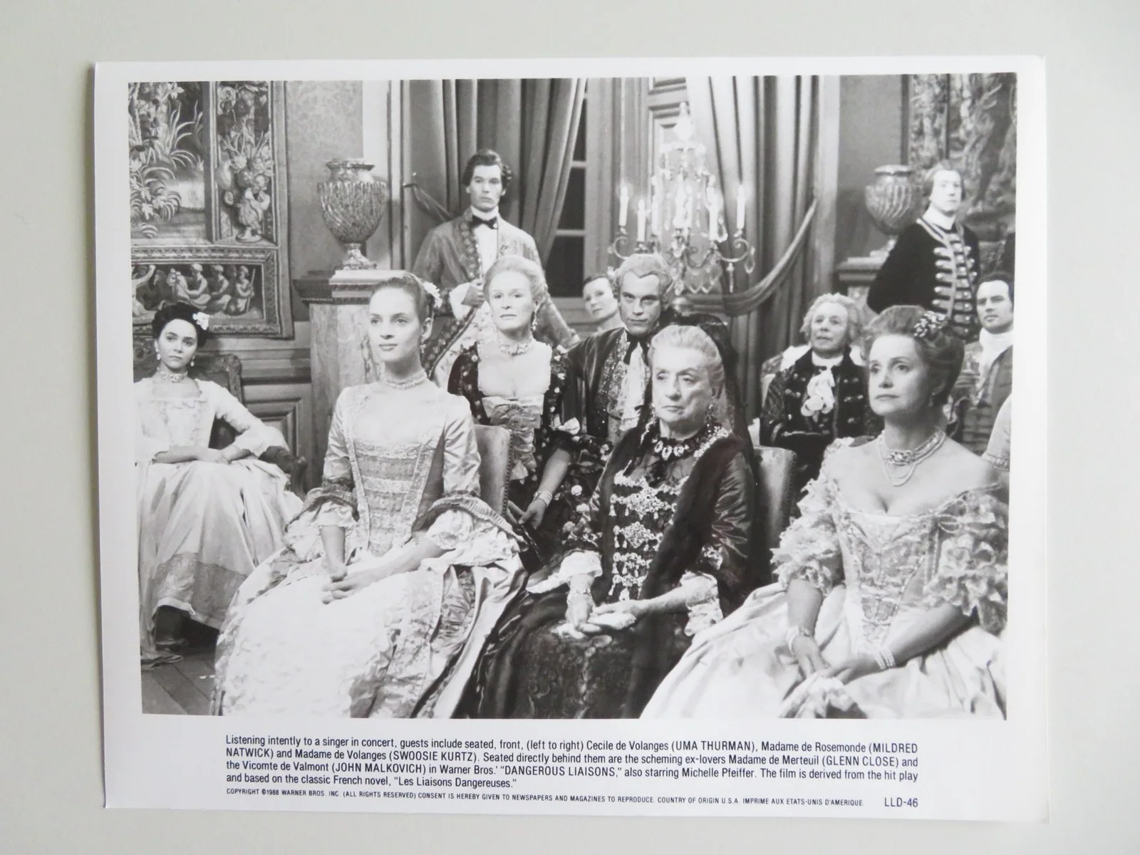 DANGEROUS LIAISONS - A MOVIE STILL PHOTO LOT OF 10 JOHN MALKOVICH PFEIFFER 1988, изображение 5