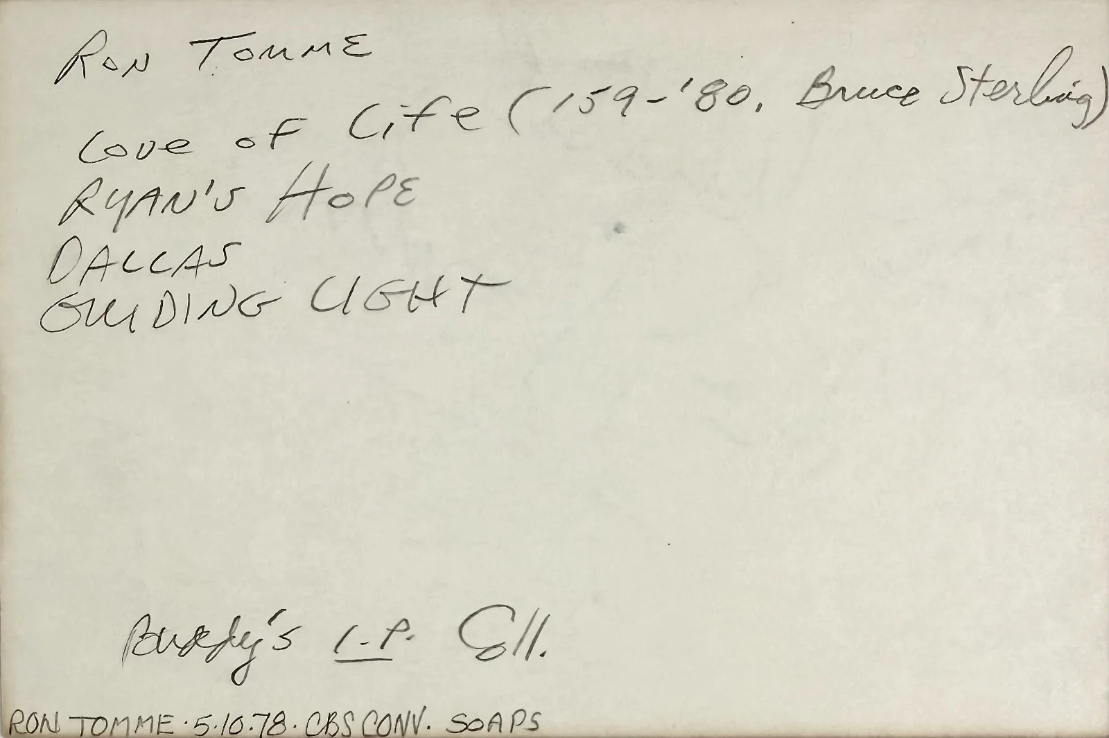 Ron Tomme — RON TOMME Signed Autographed 4"x 6" INDEX CARD Dallas Guiding Light Love of Life, изображение 5