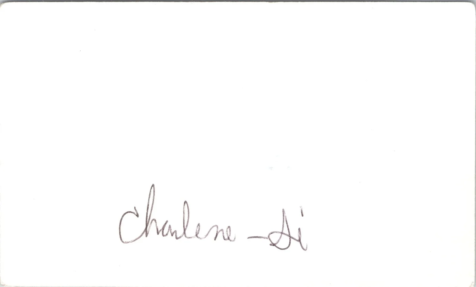 Lo Mutuc Charlyne Yi — Lo Mutuc Charlyne Yi Signed 3x5 Index Card Stained Autographed, image 2