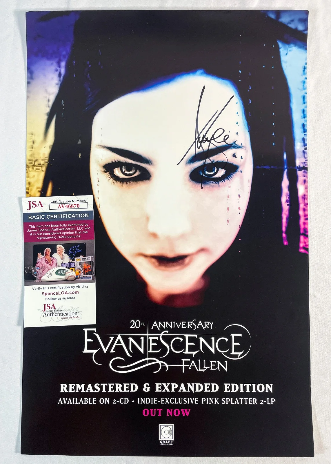 Amy Lee Signed Autographed EVANESCENCE FALLEN 11x17 Promo Poster JSA COA, изображение 2