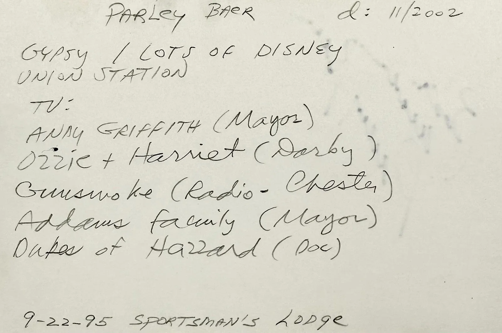 Parley Baer — PARLEY BAER Signed Autograph 4"x 6" INDEX CARD Mayor of The Andy Griffith Show, image 5