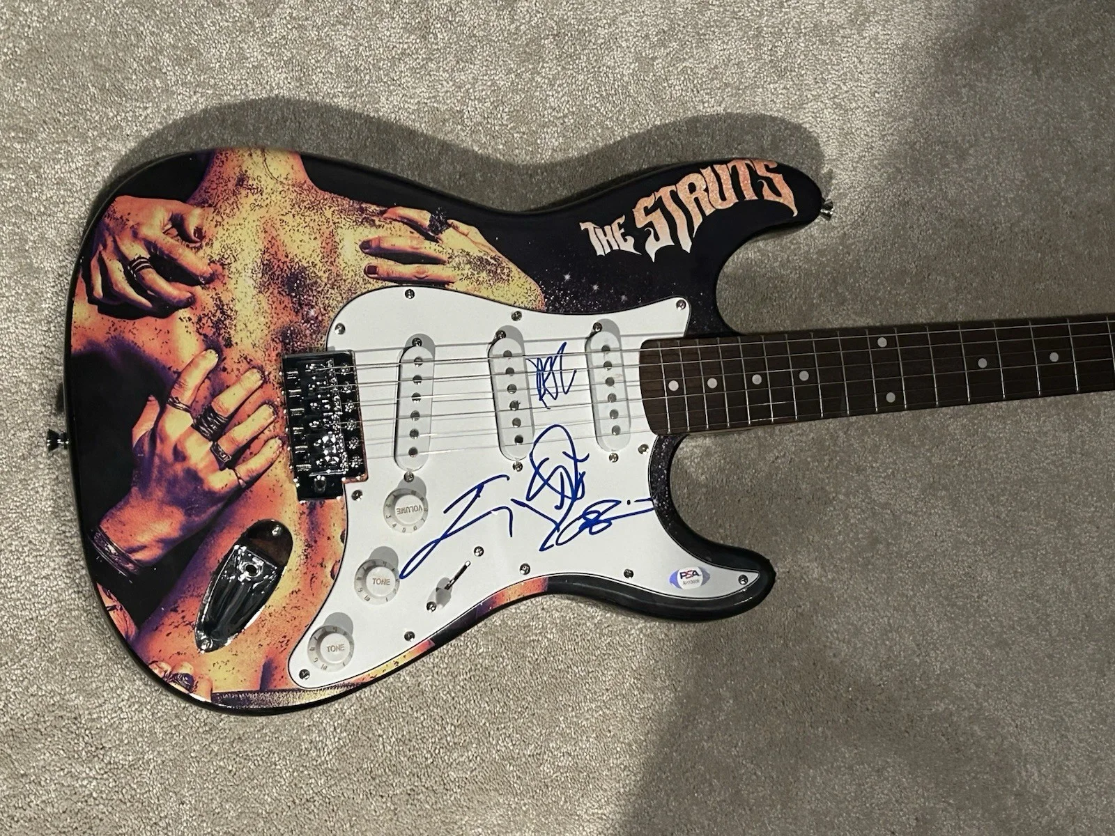 The Struts Signed Guitar Autographed Custom Artwork PSA COA, image 2