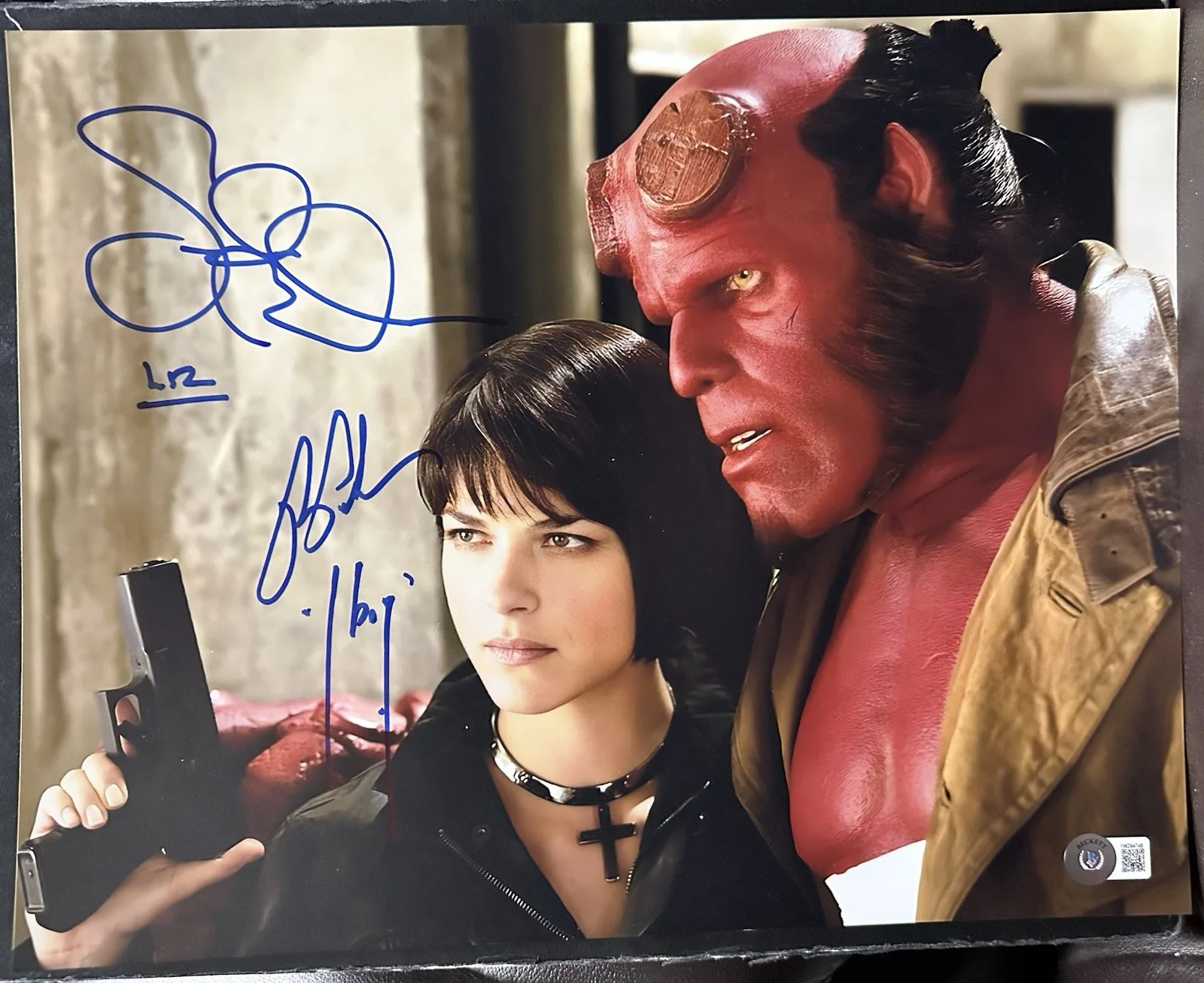 Selma Blair — Selma Blair Ron Perlman Autographed Hellboy 11x14 Photograph w/ char 2 ! BAS