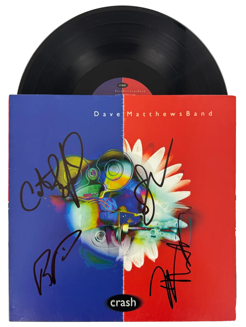 Carter Beauford, Stefan Lessard, Dave Matthews, Boyd Tinsley — Dave Matthews Boyd Carter & Stefan Signed Autograph Crash Album Record BAS COA