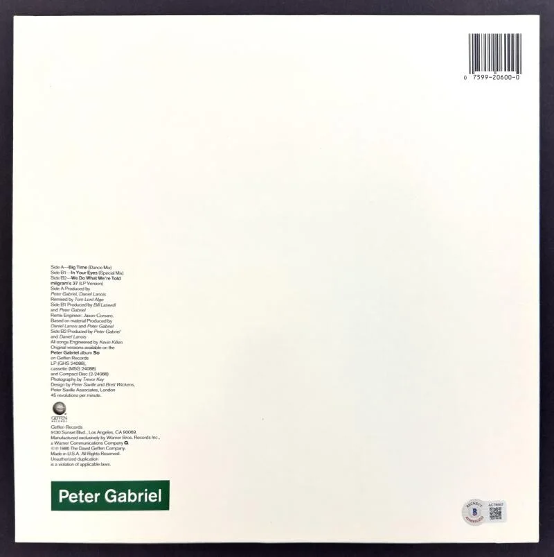 Peter Gabriel — Peter Gabriel Genesis Signed Autograph Album Vinyl Record LP w/ Beckett COA, изображение 2