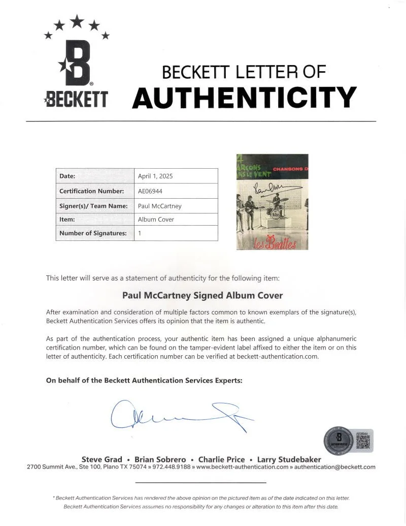Paul McCartney — Paul McCartney The Beatles Signed Autograph Album Vinyl Record LP - Beckett COA, изображение 4