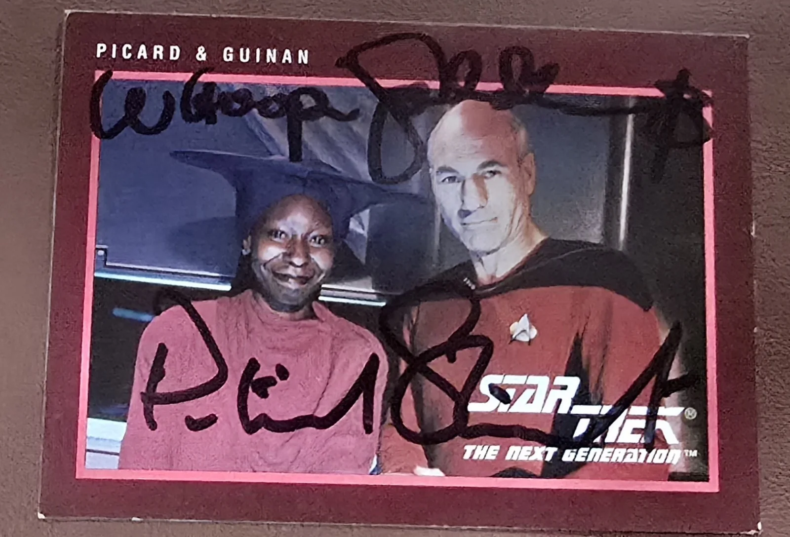 Patrick Stewart and Whoopi Goldberg — STAR TREK Whoopi Goldberg And Patrick Stewart Trading Card SIGNED AUTOGRAPHED