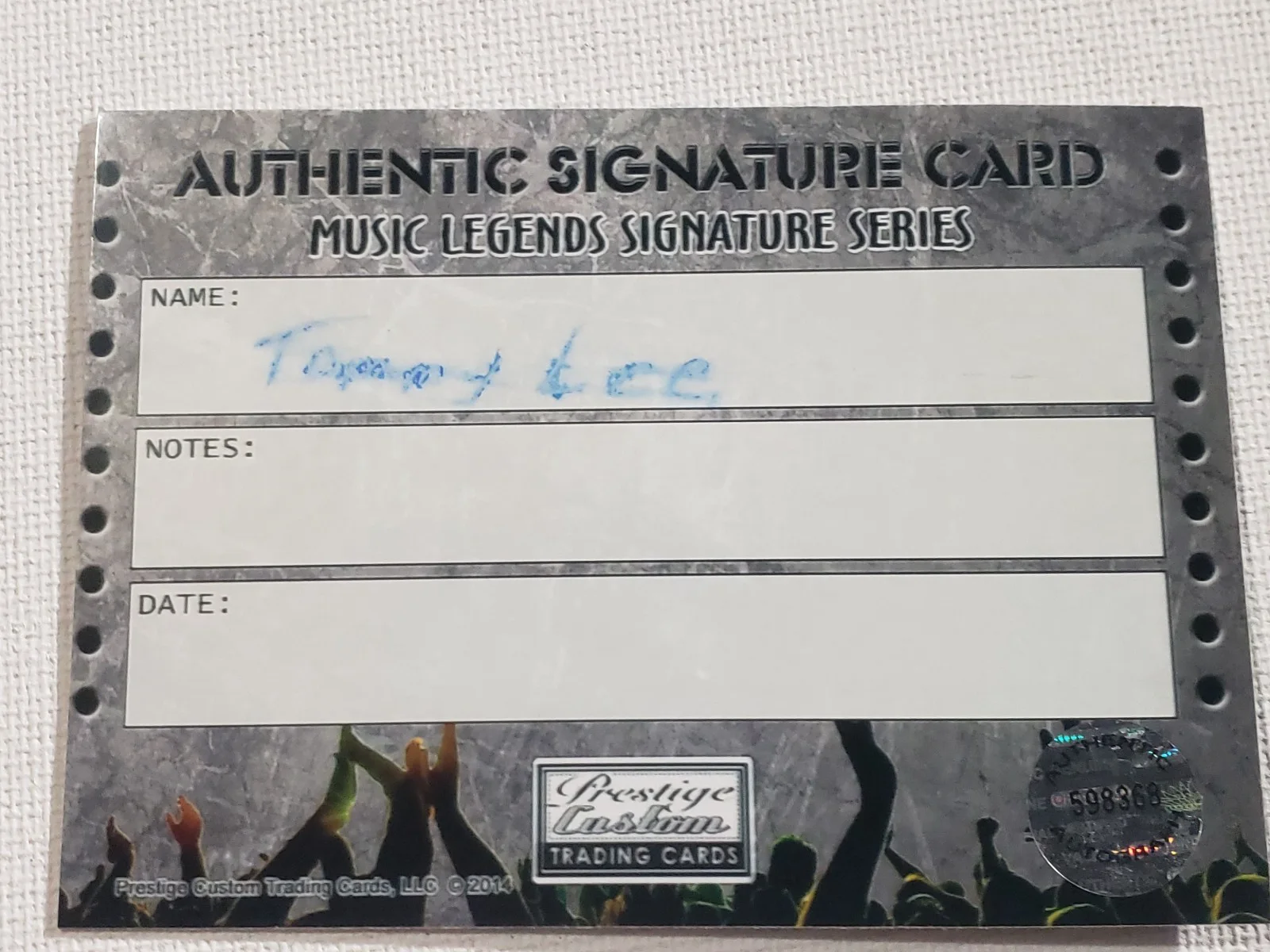 Tommy Lee Signed Autograph Card Motley Crue Prestige 2014, изображение 3