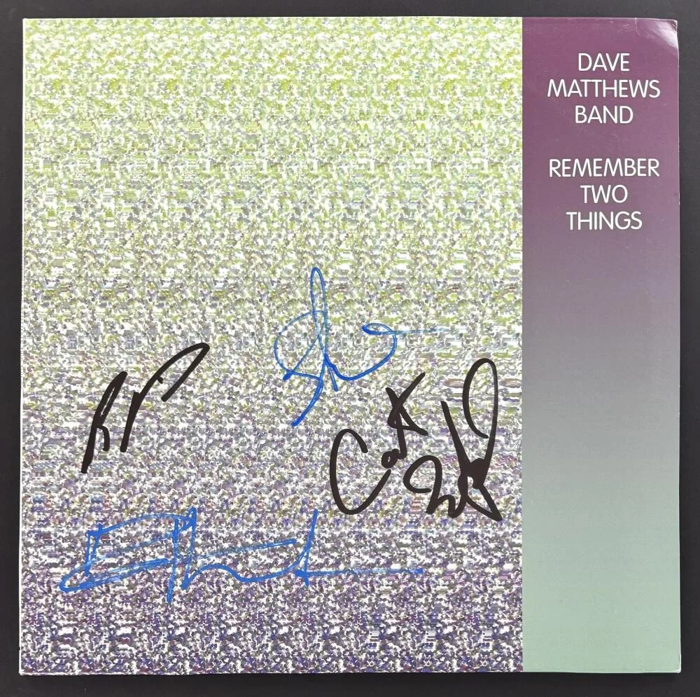 Carter Beauford, Stefan Lessard, Dave Matthews, Boyd Tinsley — Dave Matthews Band x4 Signed Autograph Remember 2 Things Album Vinyl Beckett COA