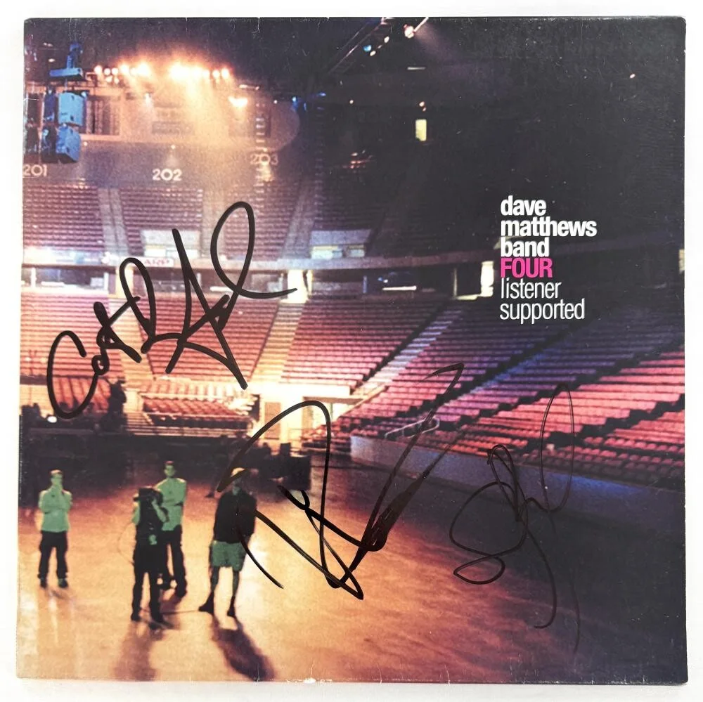 Carter Beauford, Stefan Lessard, Dave Matthews — Dave Matthews Carter & Stefan Signed Autograph DMB Band Album Record Beckett COA