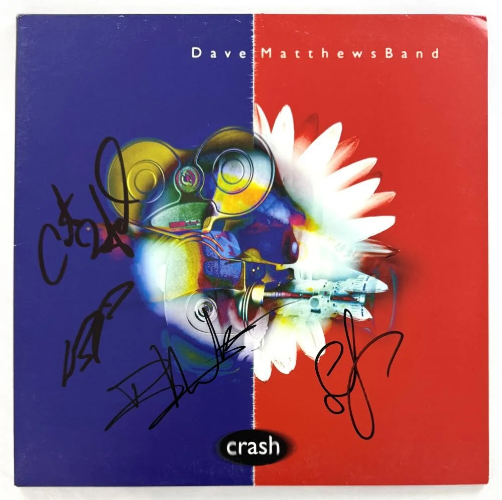 Carter Beauford, Stefan Lessard, Dave Matthews, Boyd Tinsley — Dave Matthews Band x4 Signed Autograph Crash Album Vinyl Record w/ Beckett COA