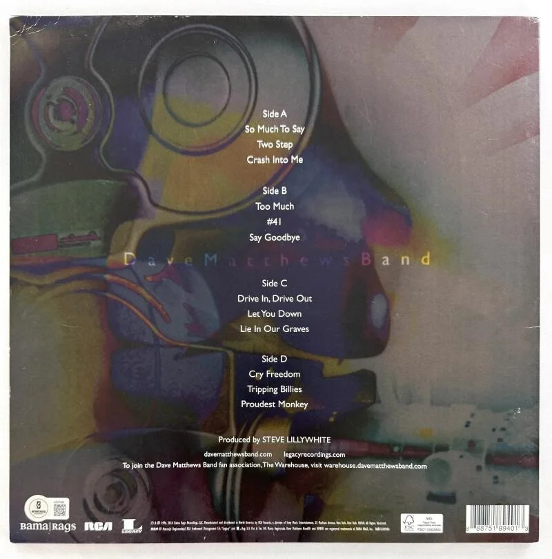 Carter Beauford, Stefan Lessard, Dave Matthews, Boyd Tinsley — Dave Matthews Band x4 Signed Autograph Crash Album Vinyl Record w/ Beckett COA, изображение 2