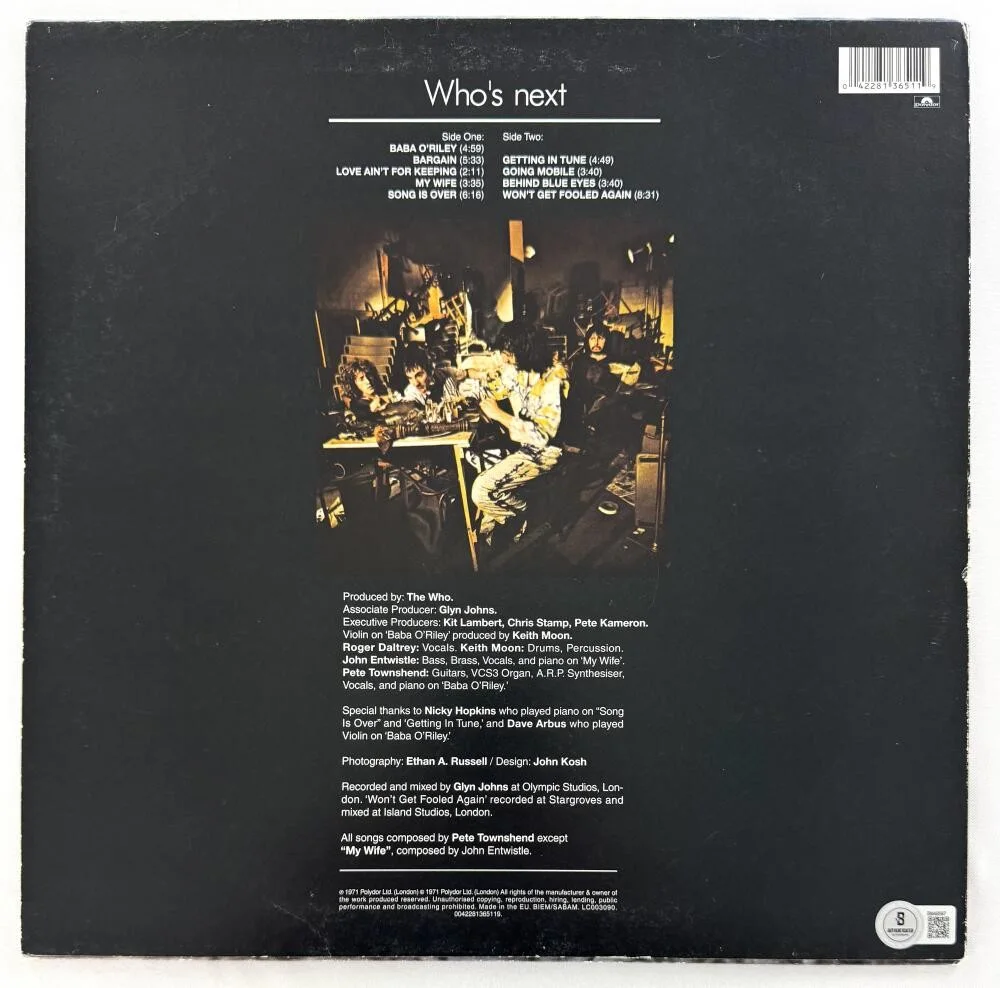 Roger Daltrey, Pete Townshend — Roger Daltrey Pete Townshend Signed Autograph Who's Next Album Record w/ Beckett, image 2