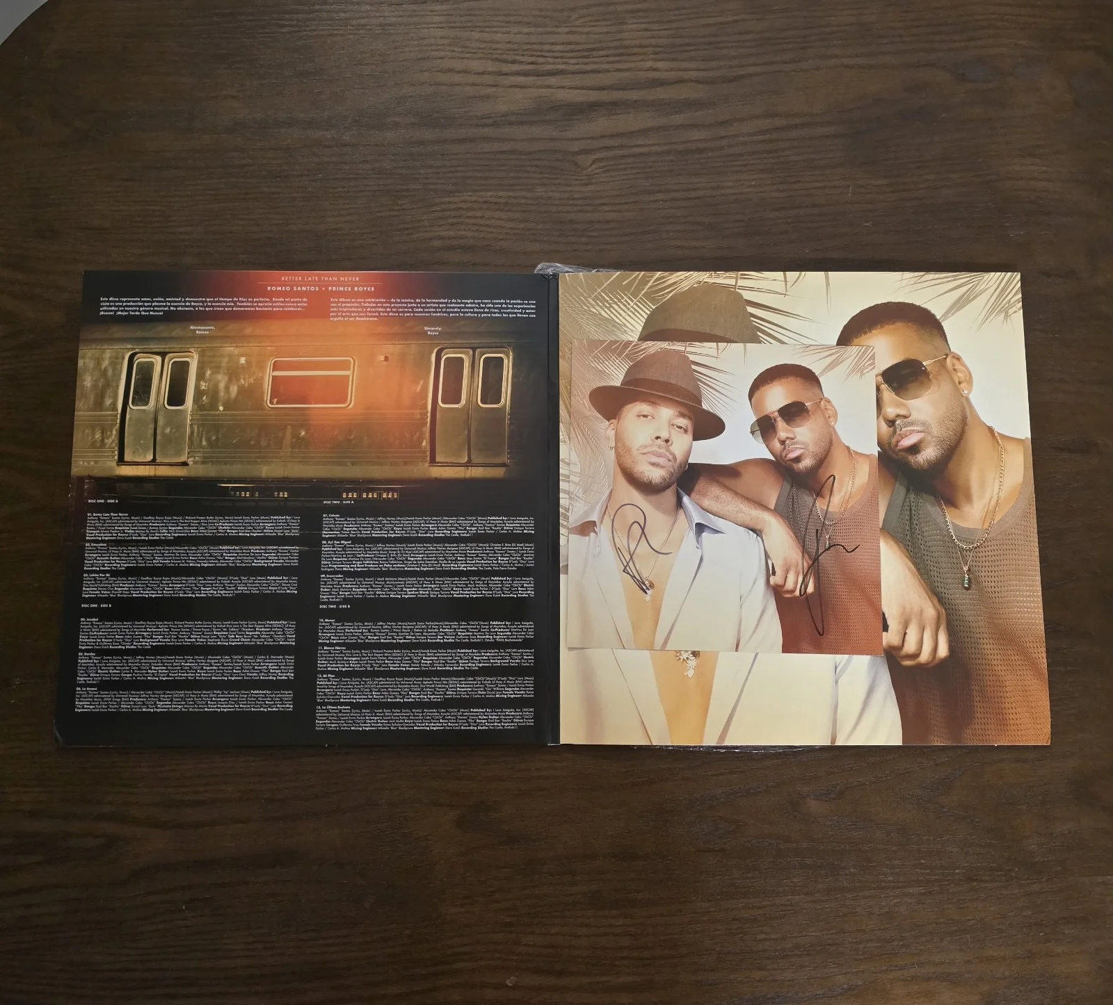 Romeo Santos and Prince Royce Signed Insert Vinyl “BETTER LATE THAN NEVER”, image 3