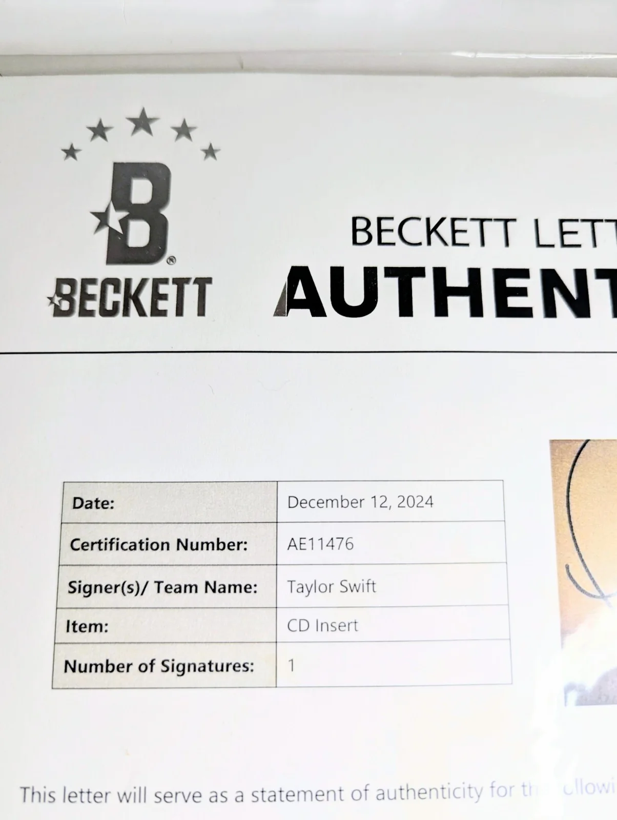 Taylor Swift The Tortured Poets Department Signed Autographed CD COA Beckett, изображение 4