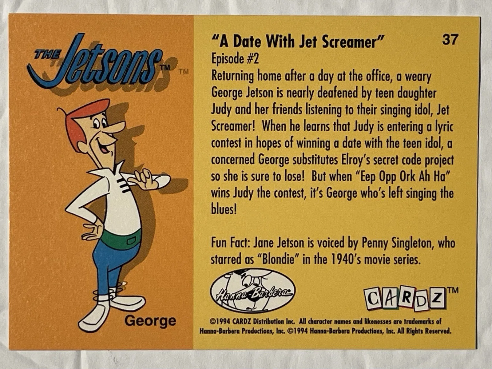 Tiffany Darwish — Tiffany Darwish Judy Jetson The Jetsons 1994 Cardz #37 Signed Card, image 2