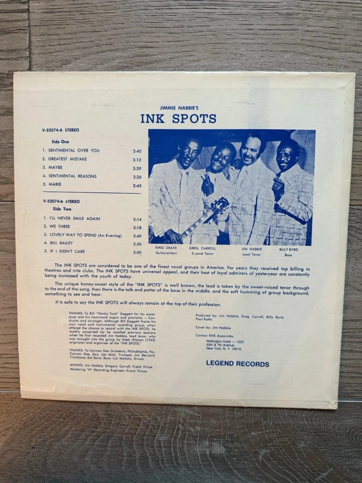 Ink Spots autographed An Evening With Jim Nabbie’s album, image 3