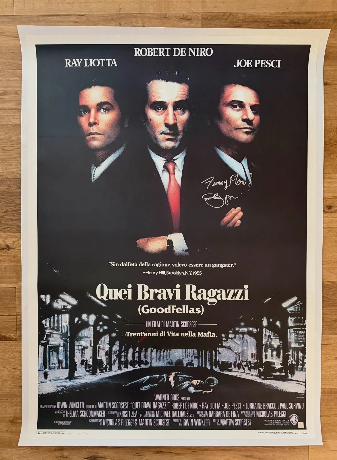 Joe Pesci — Joe Pesci FUNNY HOW? Insc Autographed 1 of 1 GOODFELLAS Italian Poster ASI Proof